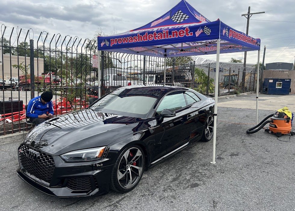 Black Audi RS5 hand washed to a swirl-free finish at Pro Wash Detail, 1329 Kenilworth Ave NE